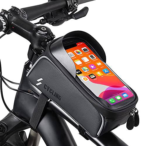 자전거 폰 전면 프레임 백 자전거 백 방수 자전거 탑 튜브 사이클링 폰 마운트 팩 폰 TPU Touch-Screen 케이스 Sun-Visor 6.5’’ 아이폰 플러스 XS 맥스