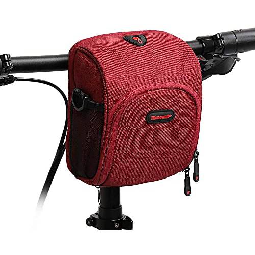 Rhinowalk 자전거 핸들 백 사이클링 걸수있는 백 방수 자전거 전면 튜브 백 숄더 스트랩 Raincover 마운틴 자전거, 로드 자전거, MTB(Red)