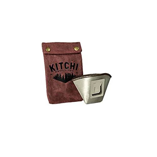 Kitchi Outfitters 경량 스테인레스 캠핑 배낭여행 and 등산 Pour Over 커피 드리퍼 Maroon 캔버스 스토리지 파우치