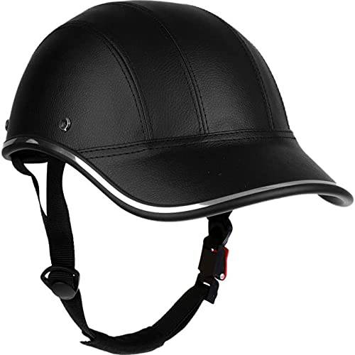 오토바이헬멧 Adults-Cycling-Bicycle Baseball-Helmets - ABS 가죽 사이클링 세이프티,안전 헬멧 조절가능 스트랩 성인 남녀공용, 남녀 사용 가능 블랙 (사이즈: 11.2-5.5in)
