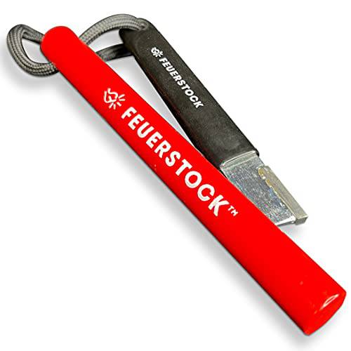 Feuerstock 파이어 스타터 생존 툴 캠핑, full-grip 카바이드 ferro 로드 Striker, firestarter 특허받은 레드 보호 코팅, 샤워 sparks in 방수 스노우 콜드 storms, 블랙 파라코드 스트랩