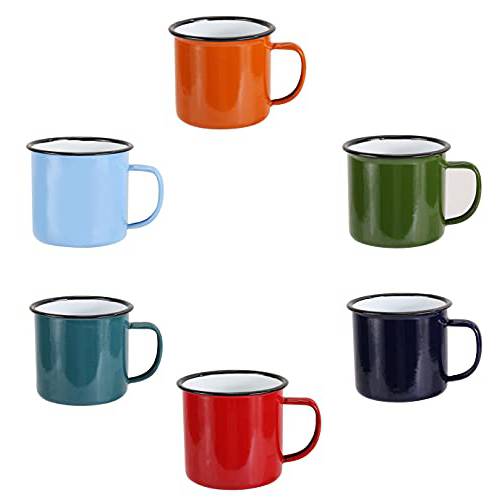 6pcs 에나멜 캠핑 mugs-15 ounce 에나멜 음료 컵- Great as 티,차 컵, 커피 머그잔 -Great as 컵 가정용 사용, Offic, 파티 or Campin. (6, 다양한색)