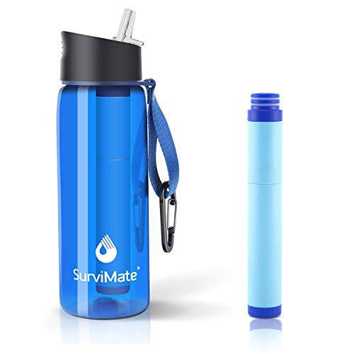 SurviMate 블루 Filtered 물병, 워터보틀 and 교체용 필터