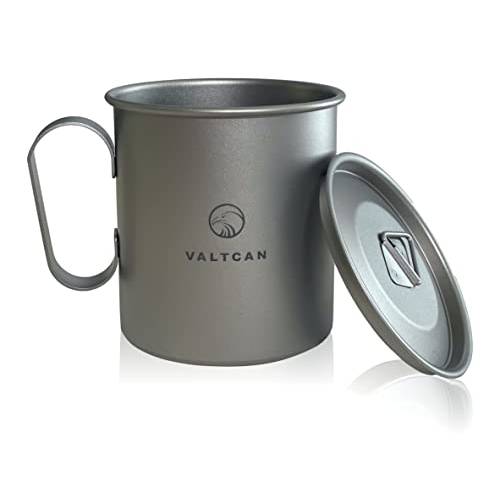 Valtcan 420ml 티타늄 캠핑 컵 타이트 리드 고정 단단한 핸들 14.2 fl oz