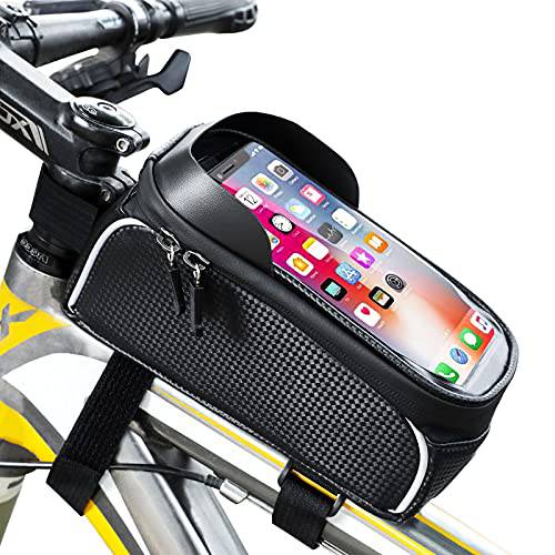 자전거 폰 전면 프레임 백, 방수 자전거 폰 마운트 백, 자전거 백 자전거 악세사리 성인 자전거, 사이클링 파우치 호환가능한 아이폰 11 XS 맥스 XR 호환 6.5”