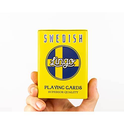 Lingo Slang 플레이 카드 in Tin 박스 | 여행용 케이스 플레이 카드 | Language 학습 게임 세트 | Fun 시각 Flashcard 덱 to 증가하다 Vocabulary and Pronunciation 기술 (Swedish)