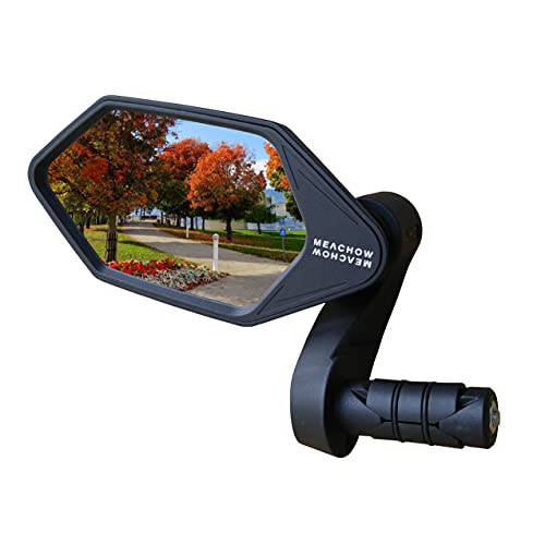 MEACHOW 2021 New 바 End 자전거 미러, 크리스탈 UHD 자동차 등급 글래스 렌즈 E-Bike 거울, 스크레치 방지, 세이프 후방 거울, (Sliver 왼쪽 사이드) ME-022LS