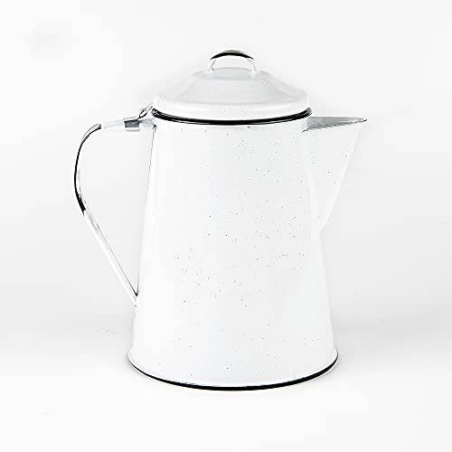 Cinsa Enamelware 커피포트 (화이트 컬러) - 8 컵 - 캠핑 에센셜 - 온수 커피 and 티, 차 - 라이트 and 방지