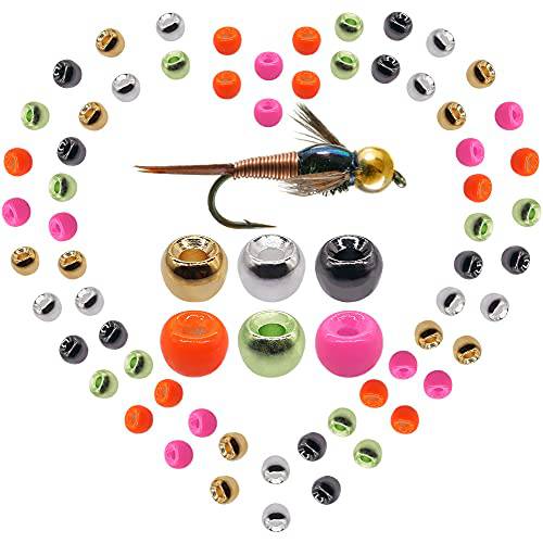 XFISHMAN Fly-Tying-Beads-Brass-Beads-Heads 종류다양 180 팩 Fly 매는 물건 Fly 낚시 Nymph