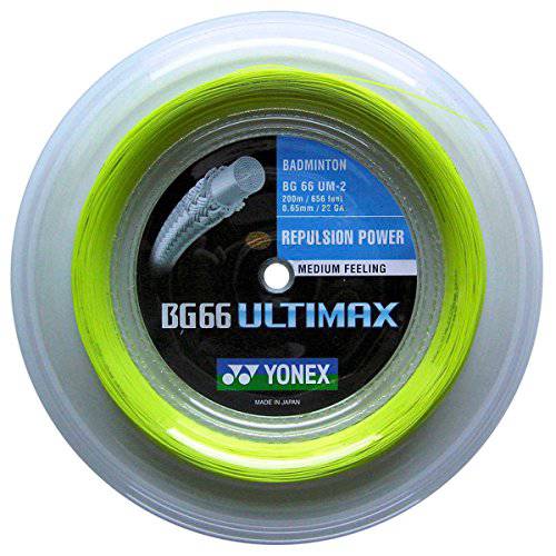YONEX BG66 Ultimax 배드민턴 스트링 - 200m 릴, 컬러- Yellow