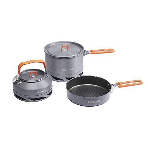 Fire-Maple Feast 열 Exchanger 세트 | 컴팩트 캠핑 용기 키트 | Nested 디자인 | 포함 a 냄비, 주전자 and Non-Stick Frypan | Ideal 낚시, 피크닉 and 캠프 사용