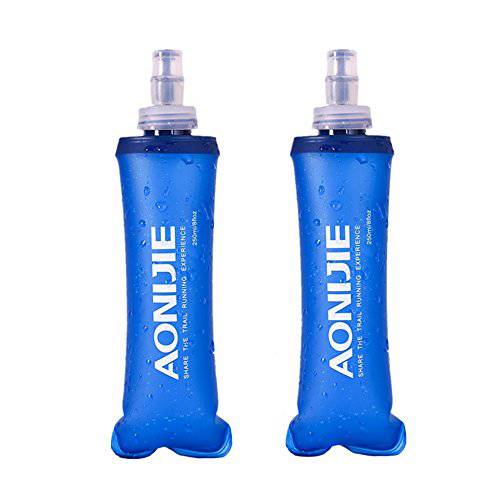 AONIJIE 2 Pcs 스포츠 접이식,접을수있는 물병, 워터보틀 BPA 프리+ 2 Pcs 교체용 빨대 리드 - TPU 소프트 음료 물주전자 폴더블 플라스크 등산 자전거타는것 런닝 클라이밍