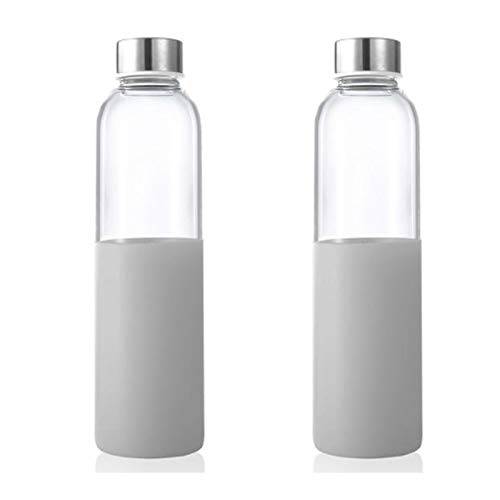 Sursip 20Oz 붕규산 글래스 물병, 워터보틀, 리유저블,재사용 음료 병 스테인레스 스틸 리드 and 실리콘 커버 - BPA 프리