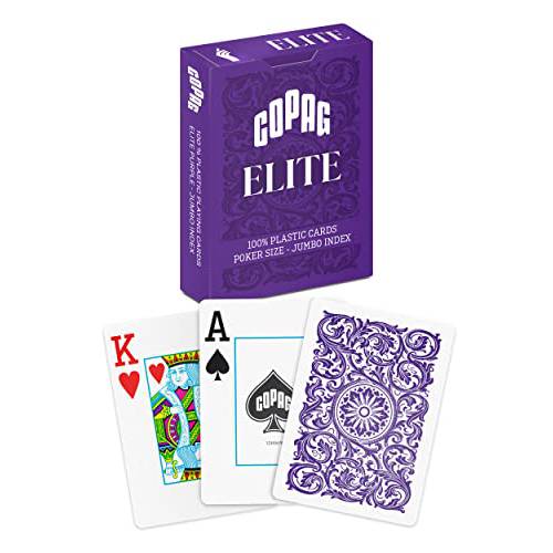 Copag Elite 100% 플라스틱 플레이 카드, 포커 사이즈 점보 인덱스 싱글 덱 (퍼플)