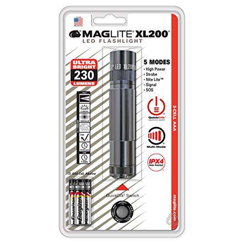 Maglite XL200 LED 3-Cell AAA 플래시라이트,조명, 그레이