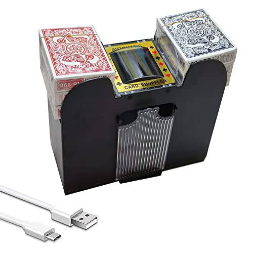 SK CASA 6 덱 자동 카드 셔플러 - USB/ Battery-Operated 전기,전동 셔플러 - Great 가정용&  토너먼트 사용 클래식 포커&  트레이딩 카드 게임