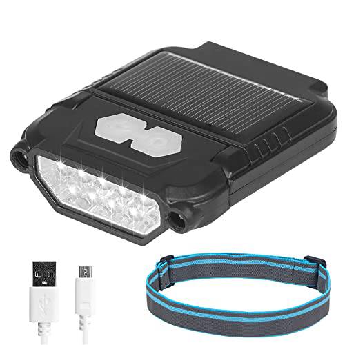 USB 충전식 태양광 캡 클립 라이트, Wave 센서 전조등,헤드램프 배터리 Built-in, 태양광 충전 9Leds 자석