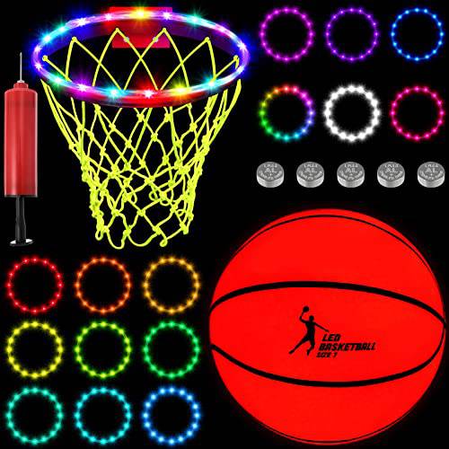 글로우 야광 농구 세트 라이트 up LED 농구 광택 형광 농구 Net 리모컨 방수 농구 림 라이트 17 컬러 나이트 실내 아웃도어 스포츠 게임 트레이닝