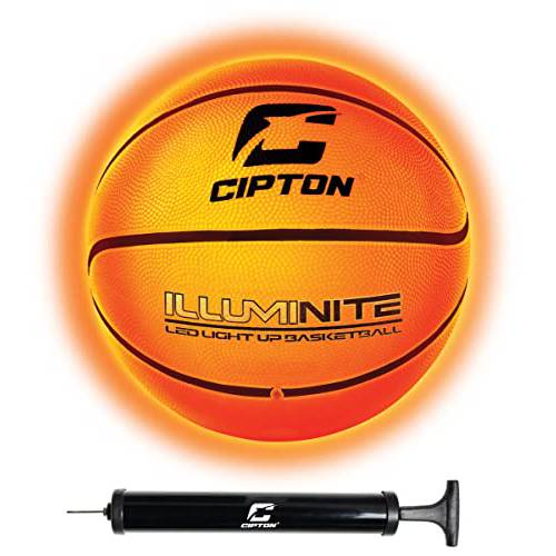 Cipton 글로우 야광 농구, 듀얼 LED 브라이트 라이트 The Ultimate 나이트 타임 게임, 공식 사이즈&  무게, 배터리 전원, 교체용 배터리 포함, 펌프 포함, 오렌지