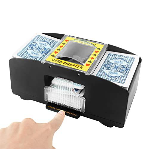 Aedo 자동 카드 셔플러 1-2 덱, Battery-Operated 포커 카드 셔플러 패밀리 파티 Texas Hold’em, Blackjack, 클럽 카지노 게임