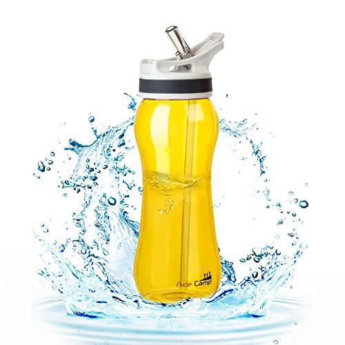 AceCamp 21oz 물병, 워터보틀 빨대 Curved-Bottle 디자인 간편 To 그립 BPA 프리 트리탄 스포츠 피트니스 병 Leak-Proof 듀러블 Yellow