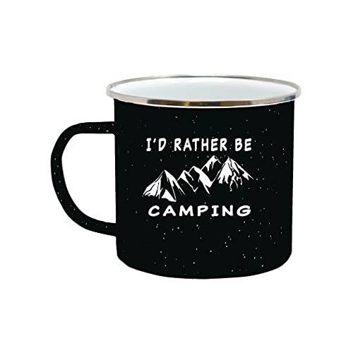 Funny 라지 캠프 머그잔 에나멜 캠핑 커피 컵 선물 I’d Rather Be 캠핑 캠핑 기어