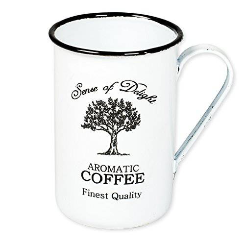 커피 컵 - Enamelware Aromatic - Primitive 국가 소박한 릴렉스 에나멜 블랙 트림