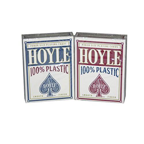 Hoyle 레드&  블루 포커 사이즈 100% 플라스틱 플레이 카드, 2 덱 세트