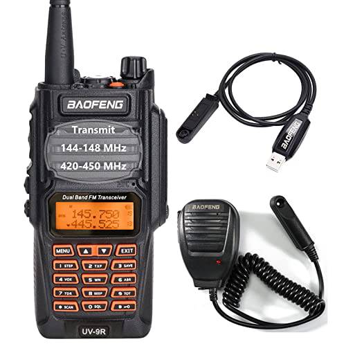 BaoFeng UV-9R 듀얼밴드 워키 토키 VHF/ UHF 144-148MHz/ 420-450MHz IP67 방수 트랜시버 Ham 생활무전기, 워키토키 프로그래밍 케이블 스피커 이어폰 풀 키트