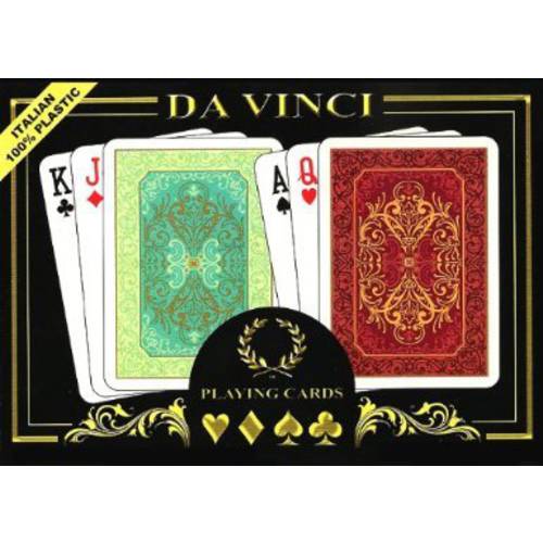 DA VINCI Persiano, 이탈리안 100% 플라스틱 플레이 카드, 2 덱 세트 포커 사이즈 레귤러 인덱스, 하드 쉘 케이스& 2 Cut 카드