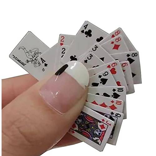 IXIGER 플레이 카드, 미니 포커, 미니 플레이 카드 - 54 카드 여행용 게임, 포커 귀여운 미니사이즈 인형집 1:12 미니 포커 플레이 카드 홈 장식 장난감 3 PCS