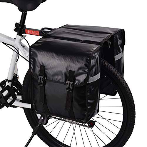 자전거 Pannier 백 방수 자전거 리어,후방 시트 파니에 팩 방수 커버&  반사 줄무늬 (블랙)
