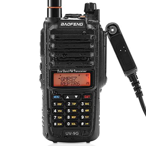 BAOFENG UV-9G GMRS 라디오 방수 IP67, 아웃도어 2 웨이 라디오 롱 레인지 충전식, 소형,휴대용 듀얼밴드 NOAA 스캐너, GMRS 리피터 유능한, 프로그래밍 케이블 포함