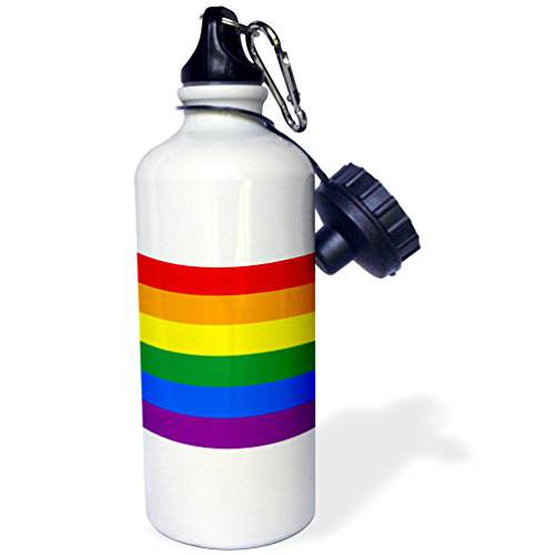 3dRose 레인보우 flag-multicolor colorful stripes-multicolored-gay pride LGBT movement-Pride parade 스포츠 물병, 워터보틀, 21 oz, 화이트