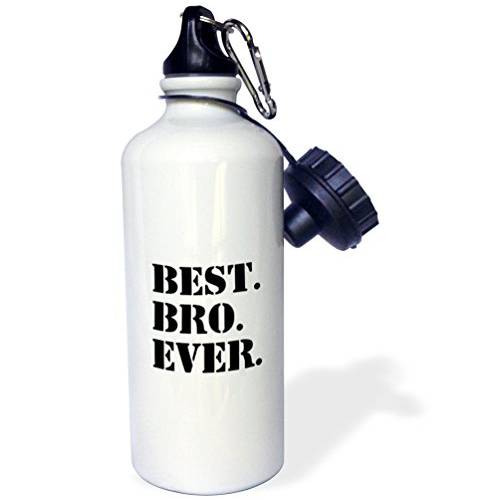 3dRose Best Bro Ever 선물 Brothers 블랙 Text 스포츠 물병, 워터보틀, 21 oz, 화이트