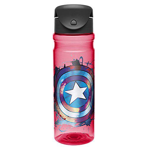 Zak 디자인 트리탄 물병, 워터보틀 Flip-top 캡 featuring Marvel’s 레트로 캡틴아메리카 그래픽, Break-resistant and BPA-free 플라스틱, 26 oz.