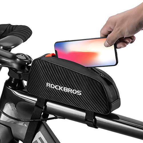 ROCKBROS 탑 튜브 자전거 백 자전거 전면 프레임 백 탑 튜브 백 자전거 악세사리 파우치 호환가능한 아이폰 11 프로 맥스/ XR/ XS 맥스 7/ 8 플러스