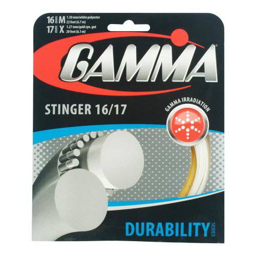 Gamma Stinger 테니스 스트링, 골드/ 화이트, 16G (22 Feet)/ 17G (20 Feet)