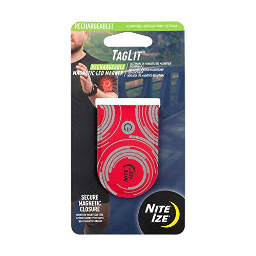 Nite Ize TGLR-10-R3 TagLit 충전식 자석 LED 마커 세이프티,안전 라이트, 원 사이즈, 레드