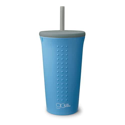 GoSili 실리콘 빨대 컵  리드 - Foggy 블루, 16oz