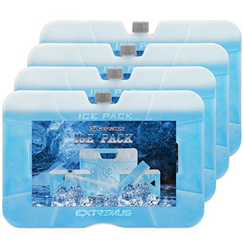 Extremus Icy 구멍 아이스 팩 쿨러, 리유저블,재사용 아이스 팩 런치 백, Long-Lasting 슬림 경량 Freezer 아이스 팩 런치 박스, 울트라 슬림, 4-Pack
