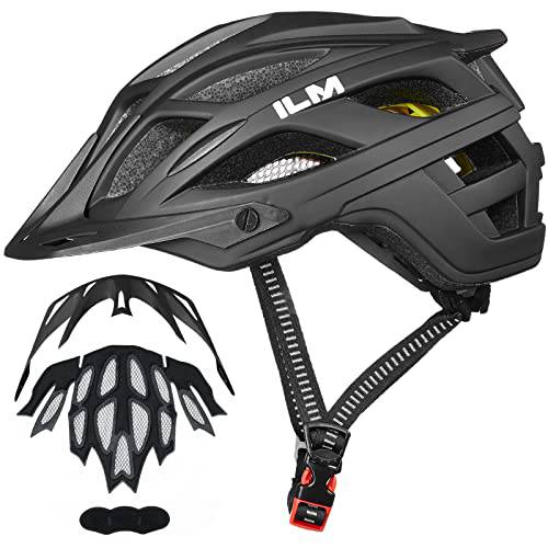 ILM MIPS 성인 레크리에이션 자전거 사이클링 헬멧 성인, 마운틴 오토바이헬멧  남녀공용 경량 and Adjustable(Matte 블랙, 라지/ X-Large)