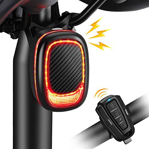 Onvian 스마트 자전거 테일라이트, 후미등 알람 자전거 브레이크 라이트, USB 충전식 자전거 리어,후방 라이트 나이트 라이딩 4 라이트 모드 IPX5 방수 자전거 혼 볼륨 센서티브 조절가능