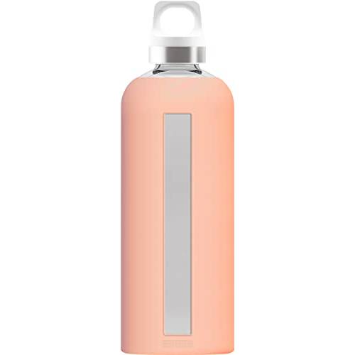 SIGG - 글래스 물병, 워터보틀 - 스타 Shy 핑크 - 소프트 실리콘 커버 - 새지않는 - 식기세척가능 - BPA 프리 - Broscilate 글래스 - 29 Oz
