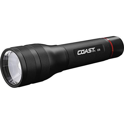 Coast® G70 850 루멘 퓨어 빔® 트위스트 포커스™ LED 플래시라이트,조명, 배터리 포함