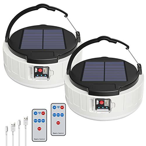 태양광 캠핑 랜턴 USB 충전식 LED 비상 라이트 후크 리모컨 ISUNMEA 휴대용 보조배터리, 파워뱅크 방수 4 라이트 모드 텐트 램프 자연재해 등산 파워 Outages 실내