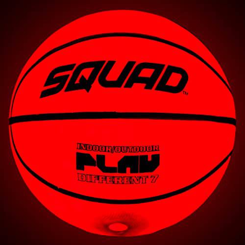 스쿼드 글로우 야광 농구 - 공식 사이즈 7, 라이트 Up LED 농구, 광택 농구 2 브라이트 LEDs 나이트 아웃도어 게임 트레이닝
