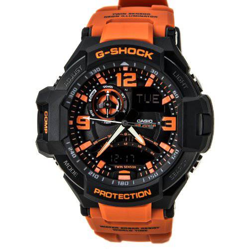 G-Shock 유니섹스 G-Aviation 트윈 센서 GA1000-4A 블랙/ 오렌지
