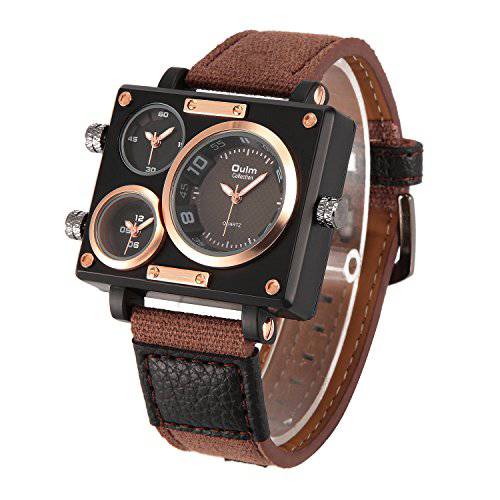 Oulm 3595 Men’s 시계 탑 럭셔리 브랜드 독특한 디자이너 패션 가죽 스트랩 Japan Movt 쿼츠 시계