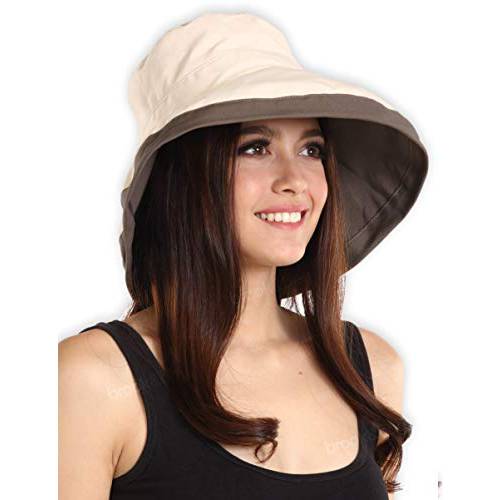 UV 차단 기능이있는 옥외용 태양 모자 - 자외선 차단 - 95 % 이상의 포장 및 세련된 와이드 브림 여름 모자. 완벽한 해변 여행, 등산, 캠핑, 보트 타기 및 야외 활동
